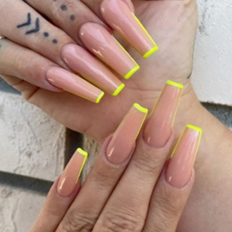 24pcs/set Press on Nail Tips Acrylic 10 Sizes Flower Design Fake Nails Art Full Cover French False Nail Art Tips Artifical Nails-Nail Inspo