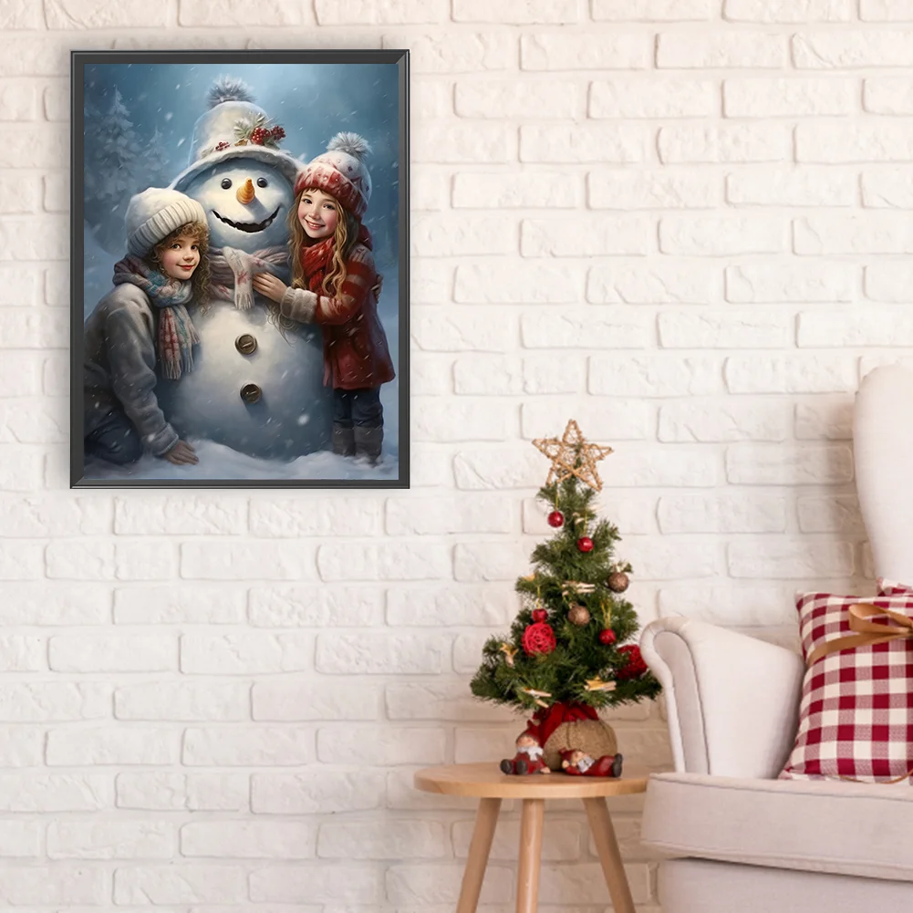 Diamond Painting - Full Round Drill - Kids Snowman(Canvas|30*40cm)