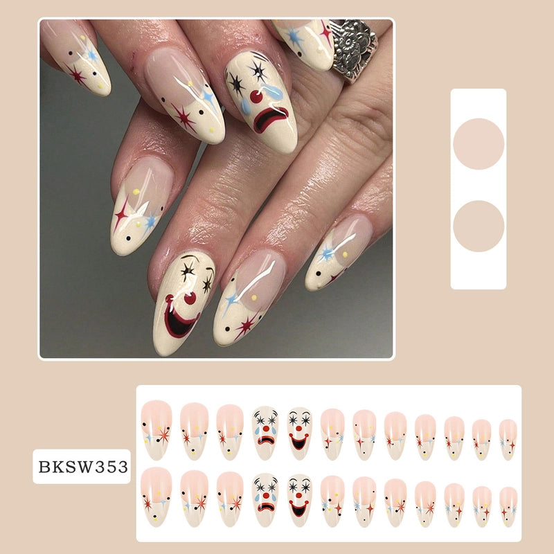 Retro Solid Color Star Starry Sky Leopard PVC Press-on Nails 1 Set