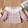 Baby Girl Long-sleeve Cotton Sweet Plaid Shirt Smock