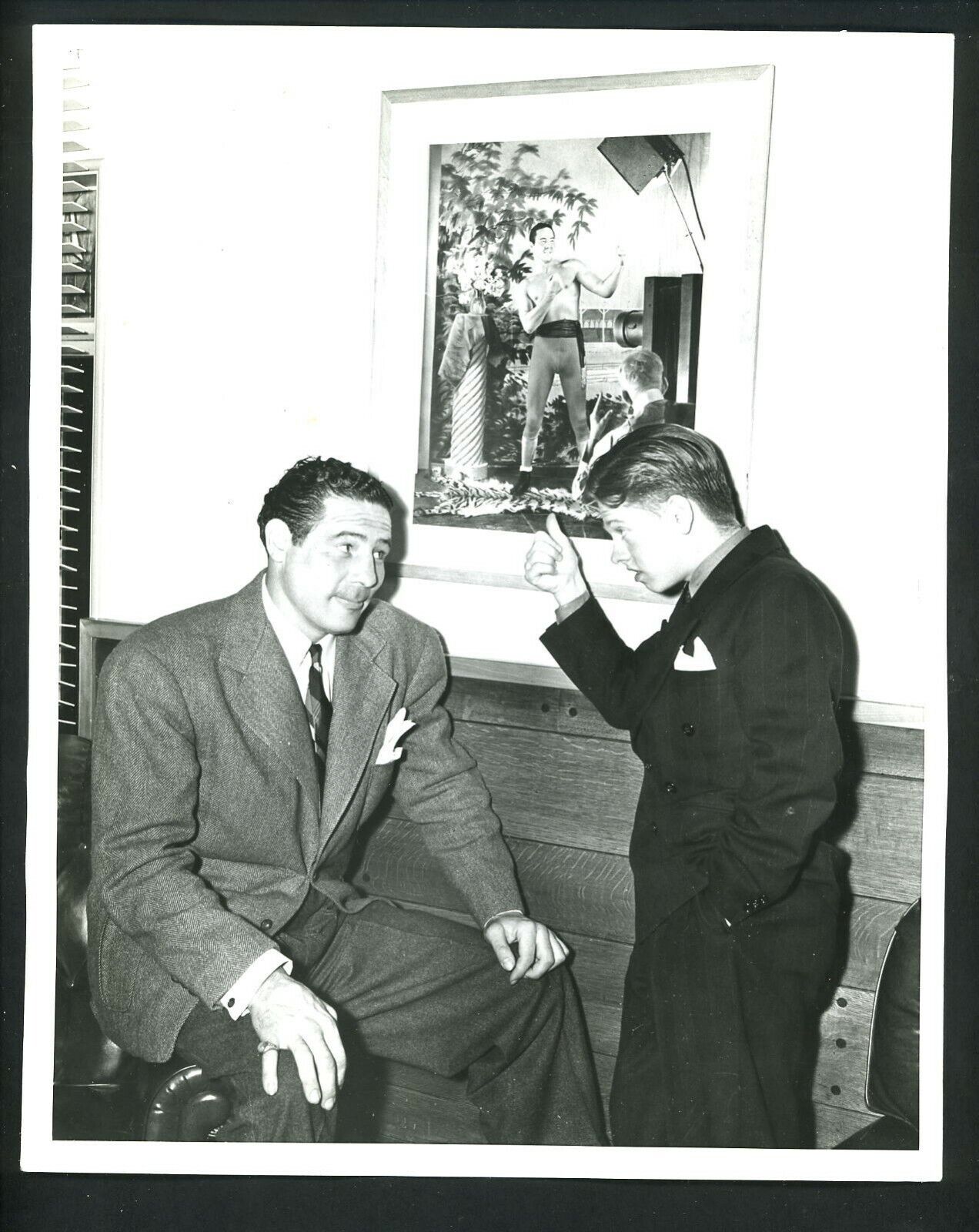 Boxer Max Baer & Mickey Rooney 1938 Type 1 Press Photo Poster painting Boxing