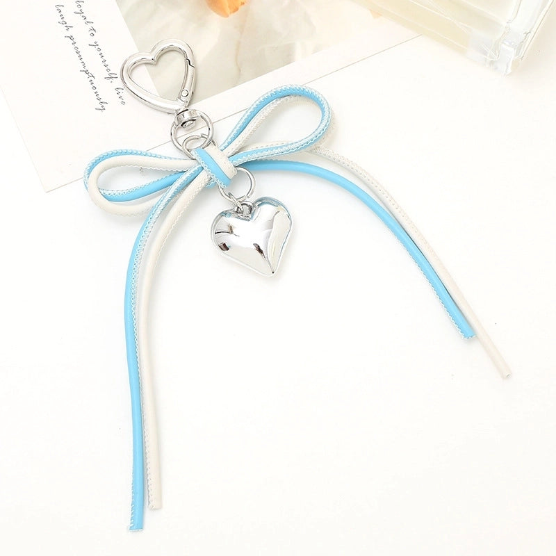 Sweet Heart Shape Bow Knot Pu Leather Zinc Alloy Keychain