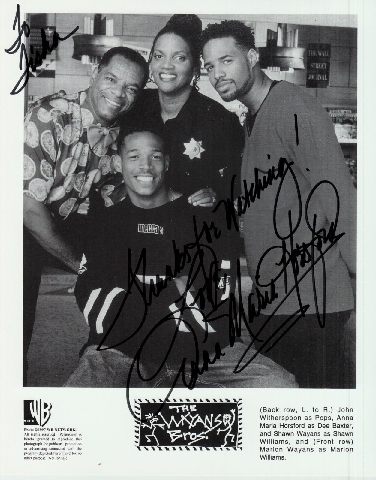 ANNA MARIA HORSFORD hand-signed THE WAYAN BROS 8x10 w/ uacc rd coa CAST PORTRAIT