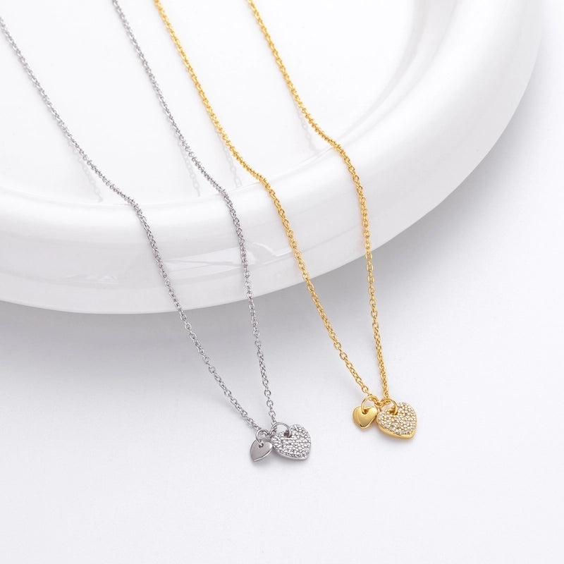 925 Sterling Silver 925 Sterling Silver Rack Plated Plated Long-Lasting Plated Zircon Inlay Heart Shape Pendant Necklace