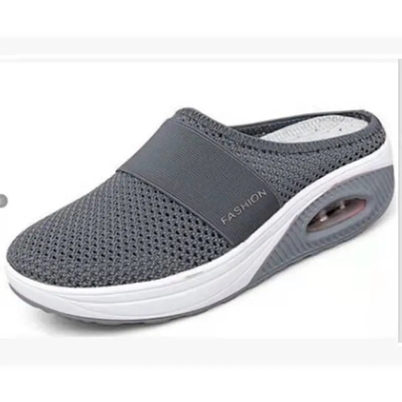 Breakj Breakj Small Net Hole Slippers Women No Heel Half-Slippers Thick-Bottom Slippers Women Net Side Half Slippers Women