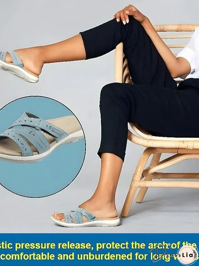 Women's Sandals Slippers Boho Bohemia Beach Flat Sandals Outdoor Slippers Daily Beach Wedge Heel Classic Casual Pu