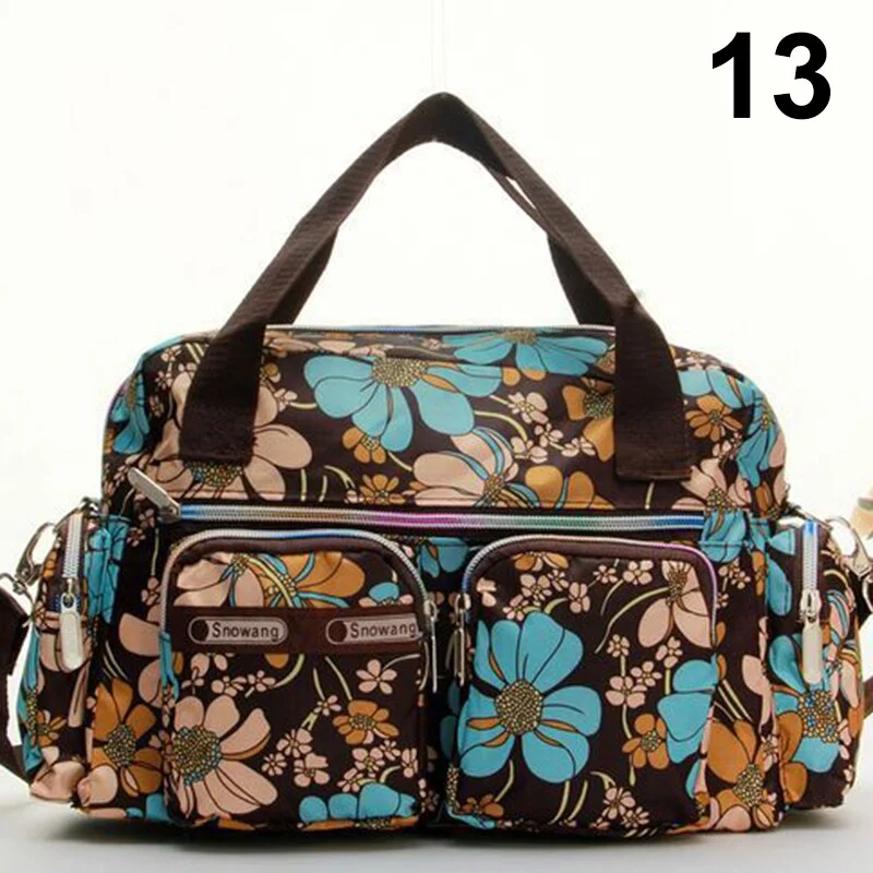 Women Handbag Vintage Flower Printed Waterproof Nylon Shoulder Messenger Bag Large Capacity Tote Bag Casual Picnic Travel Bags