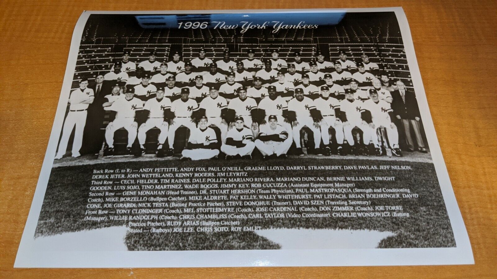 1996 World Champions New York Yankees Team Photo Poster painting Derek Jeter