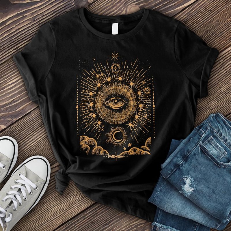 Neojana Creative Eye Sun Moon Printed Ladies Graphic Tees