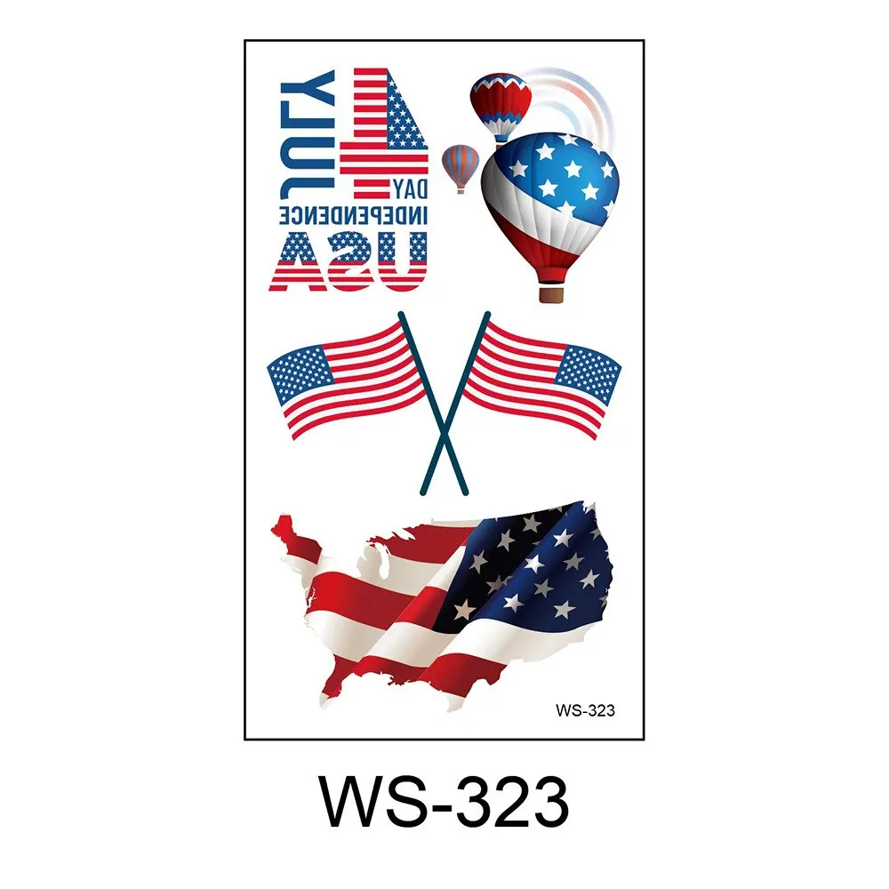20 Kinds American Flag Tattoos Independence Day Temporary Body Sticker Disposable Waterproof tatouage temporaire