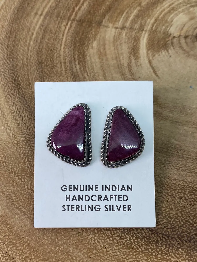 Laney Sterling Roped Purple Spiny Single Stone Earrings
