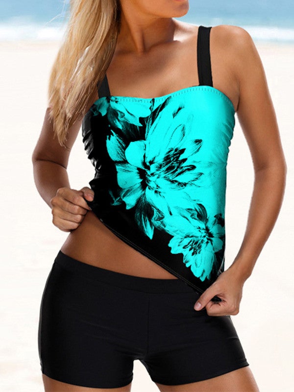 Plus Size Swimwear Sleeveless Printed Tankini