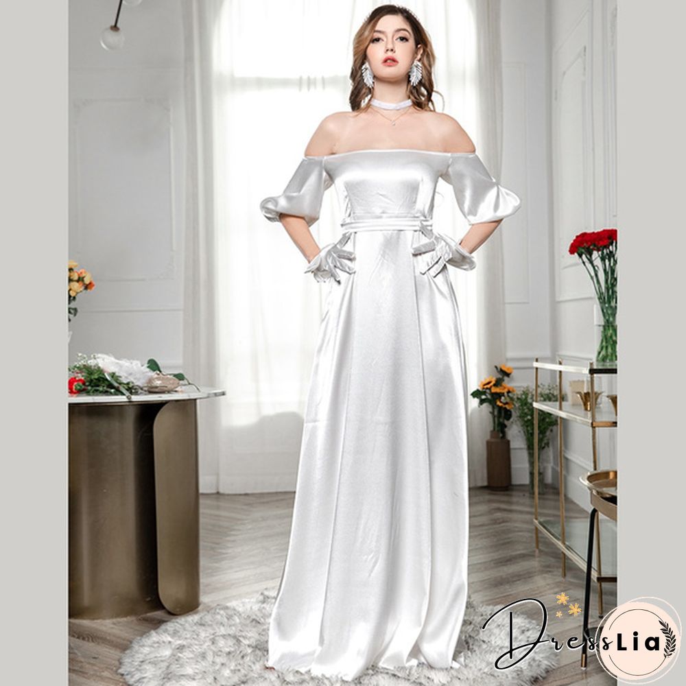 Fashion Puff Sleeve Tube Wedding Party Off Shoulder Dress