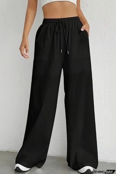 Drawstring Wide Leg Pants