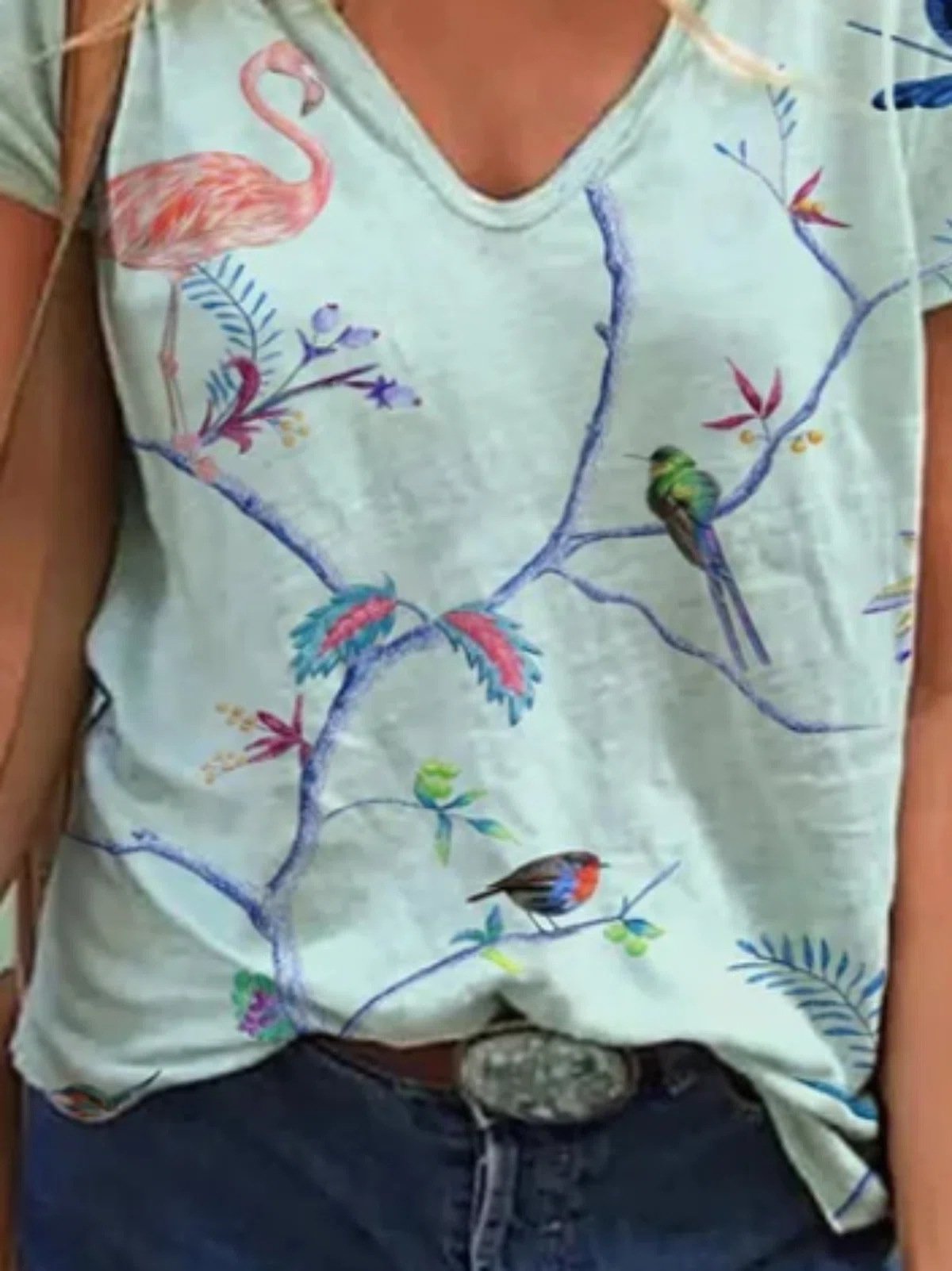 Women Half Sleeve V-neck Solid Color Dress