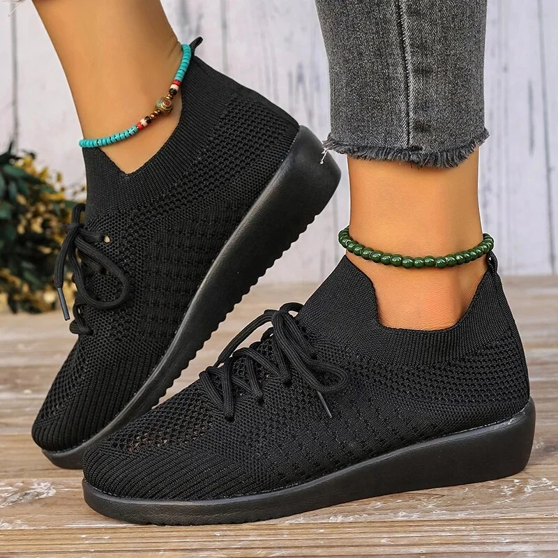 Zhungei Breathable Knitted Wedge Sneakers for Women 2024 Spring Comfort Soft Sole Casual Shoes Woman Plus Size Slip On Walking Shoes