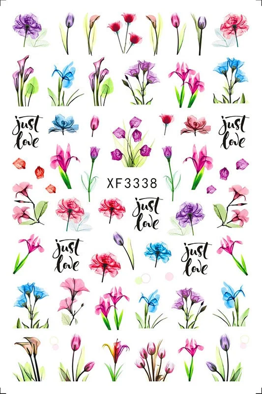 3D Nail Sticker Flowers Leaves Abstract Floral Decals And Sticker Nail Foils Slider Nail Art Decals Manicure Nails Accesories-Nail Inspo