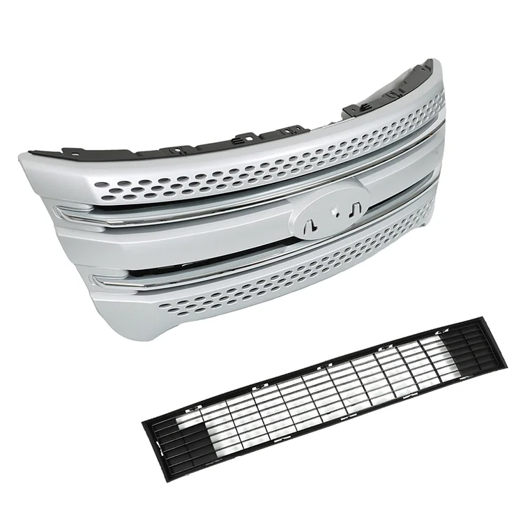 SEBLAFF Front Grille Covers Insert Grill Upper and Lower Sliver Replacement for 2011-2015 Explorer