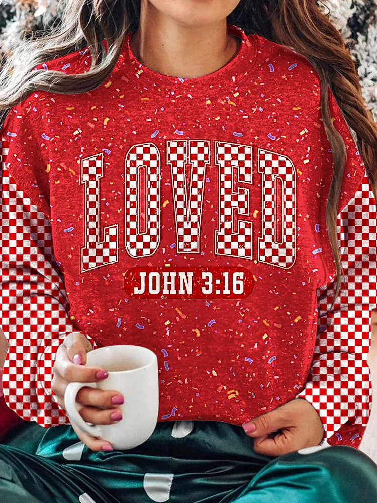 Women's Vintage Christian Valentine's Day Printed Long Sleeve Casual Top