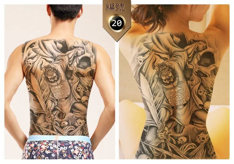 New 48*35cm Large geisha Tattoos Men Women Waterproof Big Temporary Tattoo Stickers Full Back Body art Fake Tattoo dragon skull