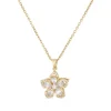 Collier pendentif fleur rotatif en Zircon