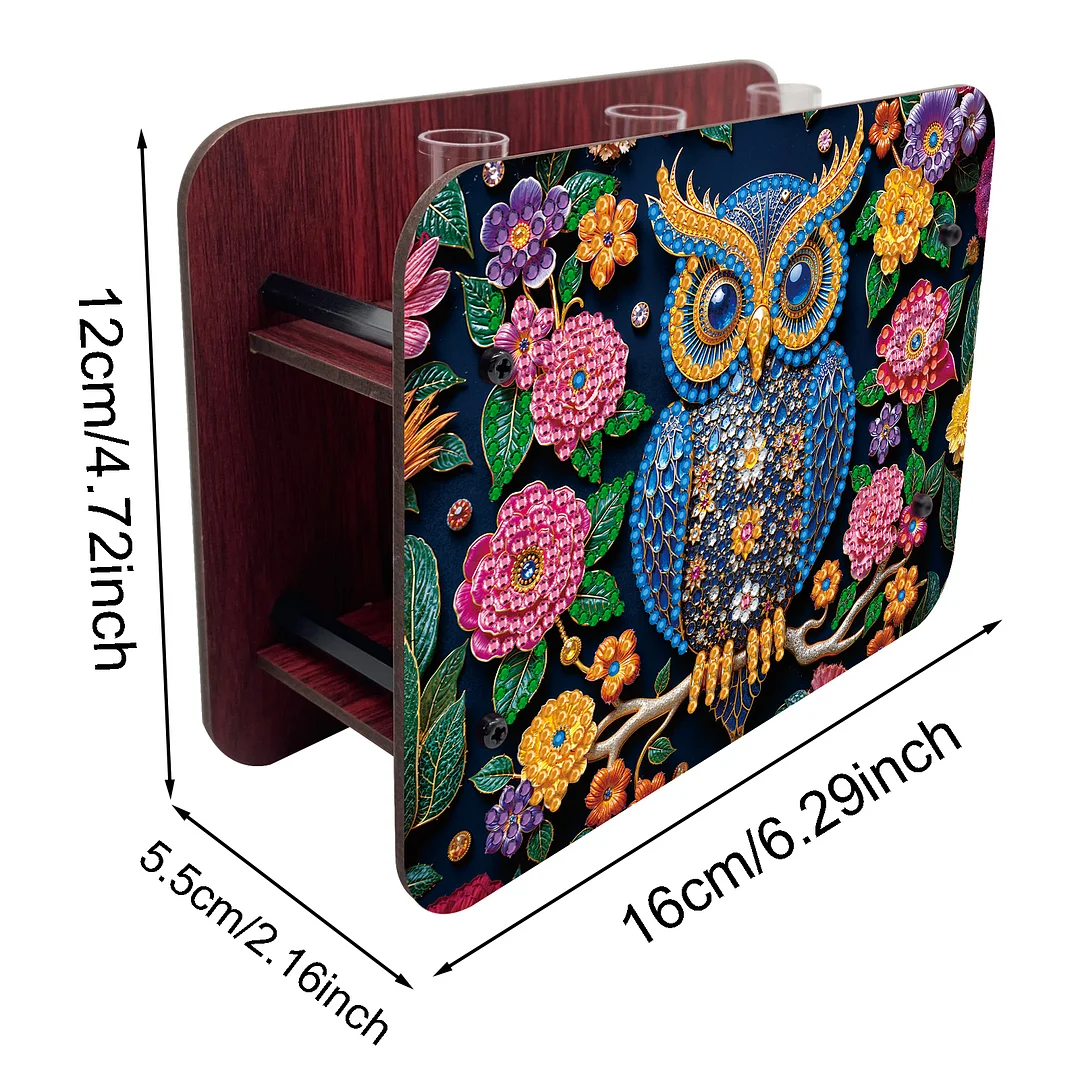 Owl DIY Flower Vase Wooden Double Sided Desktop Diamond Art Kit for Home Decor
