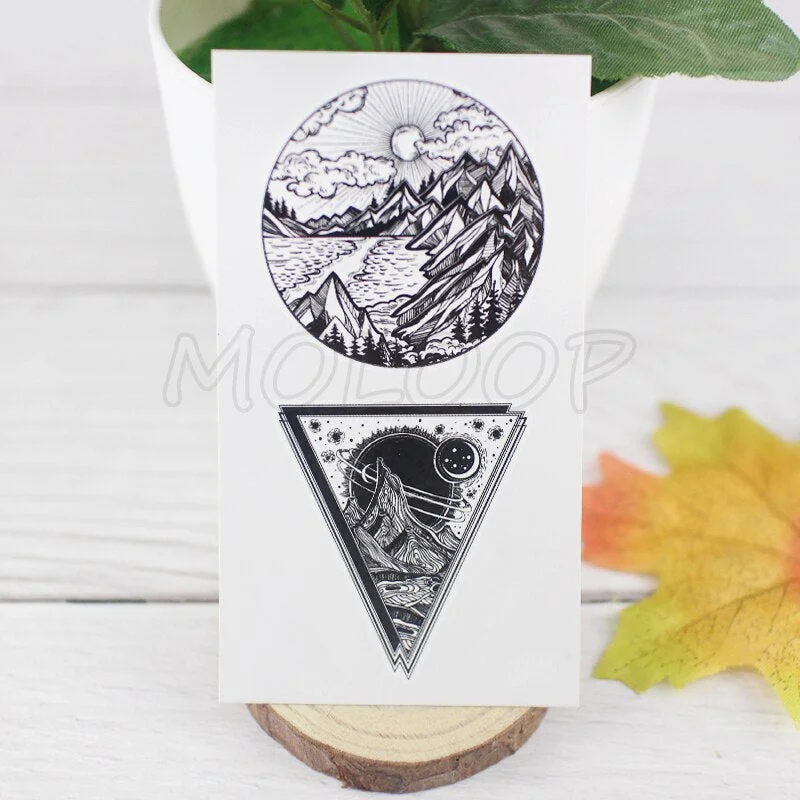 Tattoo Sticker Pine Tree Christmas Plant Black Hand Body Art Water Transfer Temporary Fake Tatto Flash Tatoo for Kid Girl Men