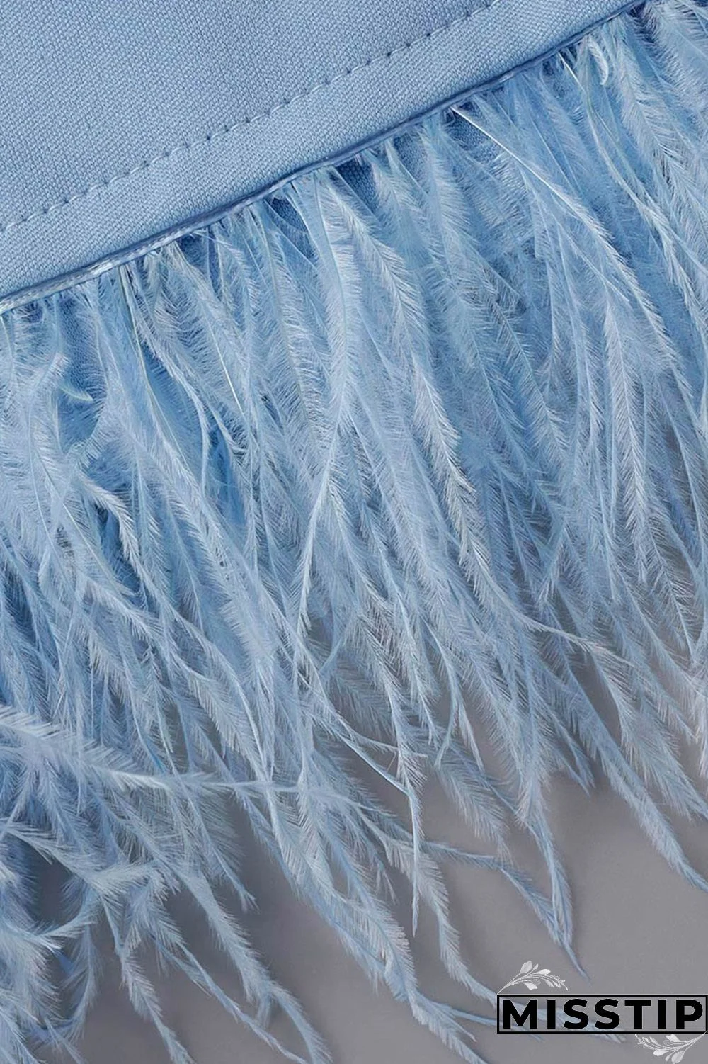 Sky Blue Fashion Casual Solid Patchwork Feathers O Neck Sleeveless Two Pieces