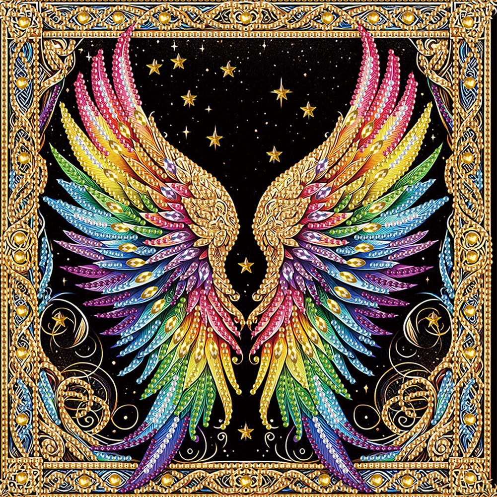 Colorful Wings 30*30cm(canvas) special shaped drill diamond painting