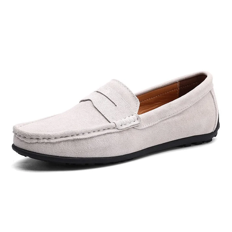 DUDELI Suede Leather Men Casual Shoes Loafers Italian Genuine Leather Driving Moccasins Gommino Slip on Men's Shoes Plus size