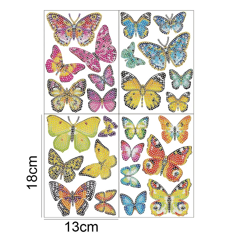 4pcs 5D DIY Diamond Painting Stickers Butterfly Art Craft Kits Gift