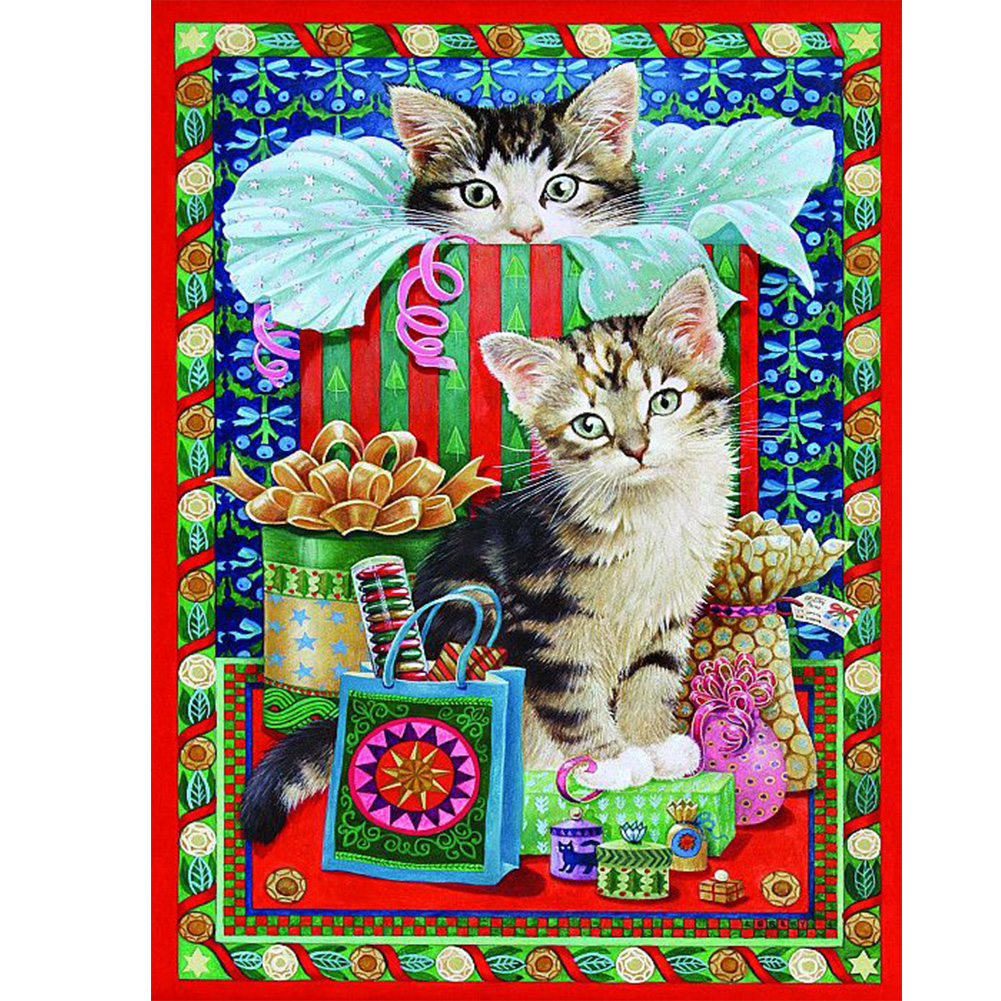 

30*40CM - Round Drill Diamond Painting - Cartoon Cat, 501 Original