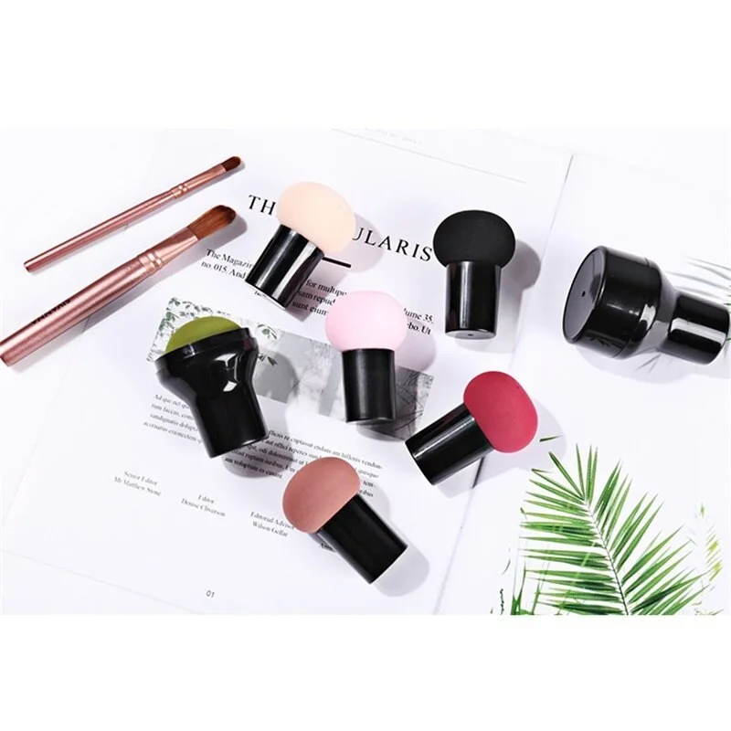 Non-latex Makeup Sponge Mushroom Head Powder Liquid Foundation Puff Dry & Wet Multi- function Cosmetic Tool Tamp Storage Box