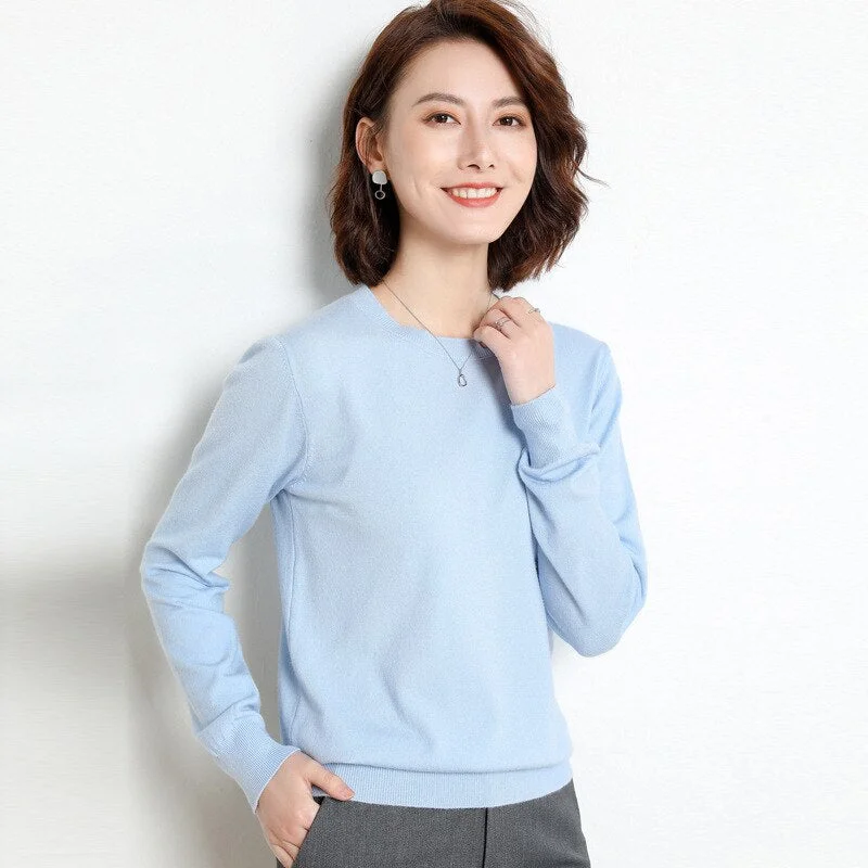 Women Sweater 2020 New O-neck Female Long-sleeved Knitted Pullover Jumper Pull Femme Clothes White Loose Thin Korean Plus Size