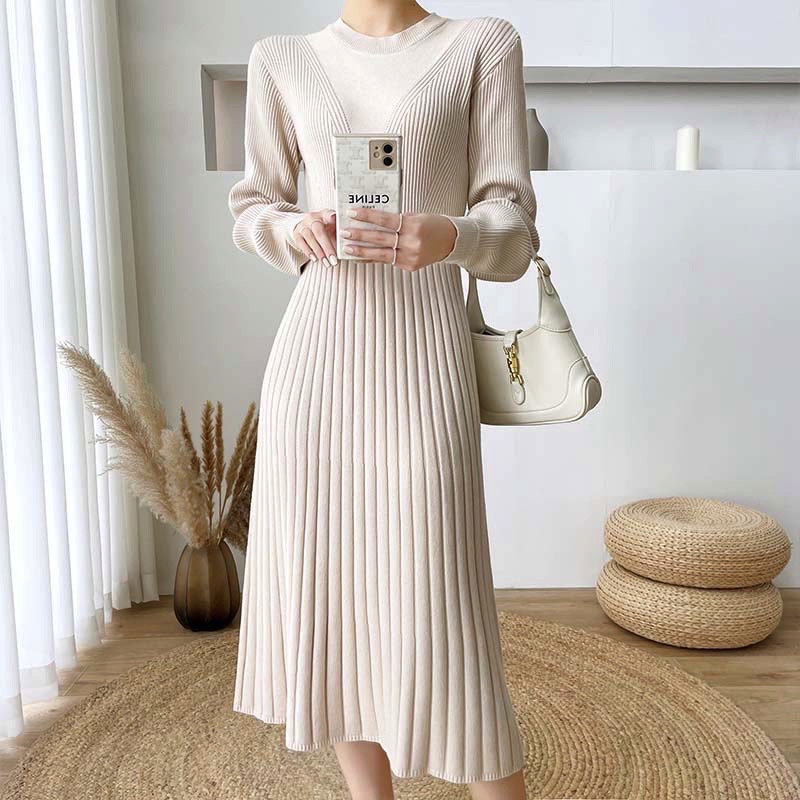 Long Sweater Over The Knee Knitted Dress