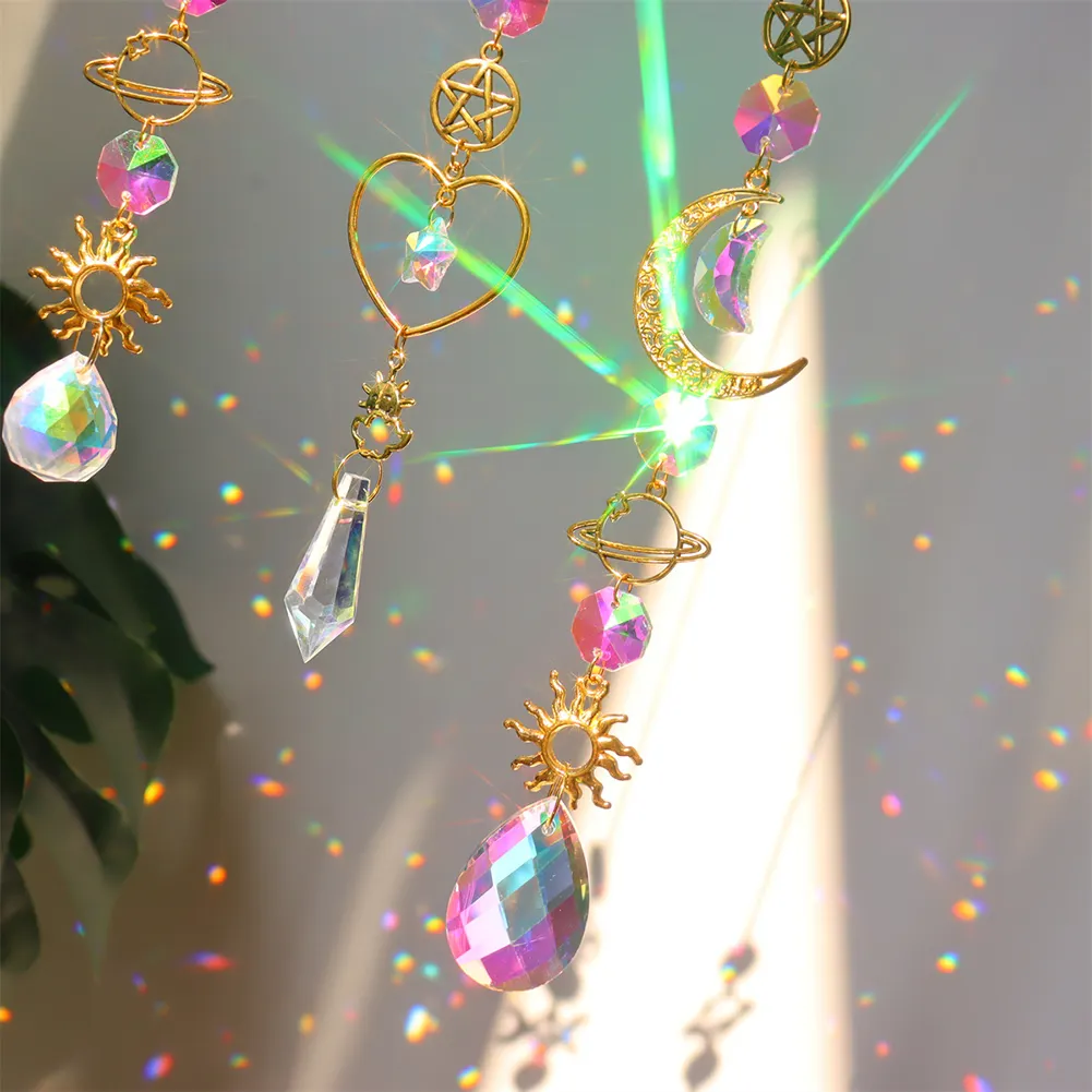 Star Crystal Chandelier Lighting Wind Chimes Curtain Home Garden Pendants