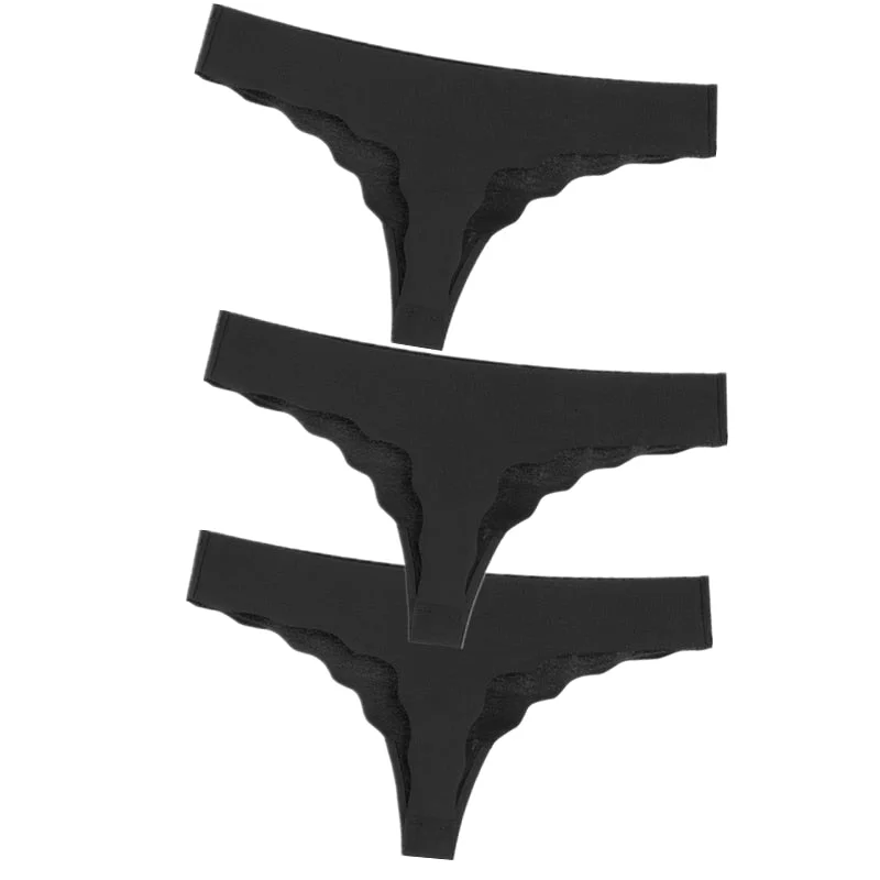 Hot 3Pcs Sexy G String & Thongs Women's Set Panties Solid Female Underwear Mid-Rise Silky Ladies Briefs Comfort Seamless Panties