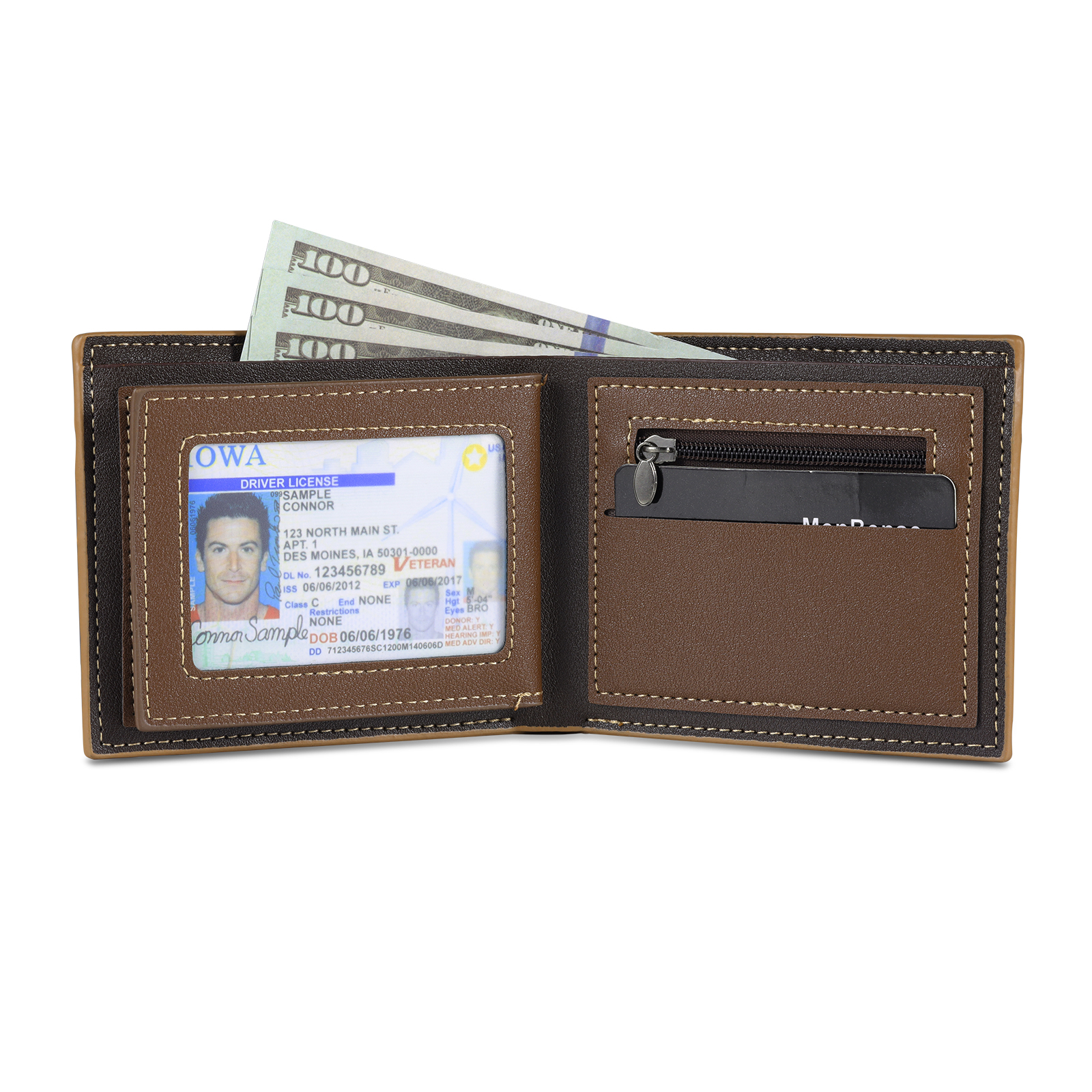 6 Names - Personalised Photo Custom Leather Men's Wallet as a Father's Day Gift for Dad