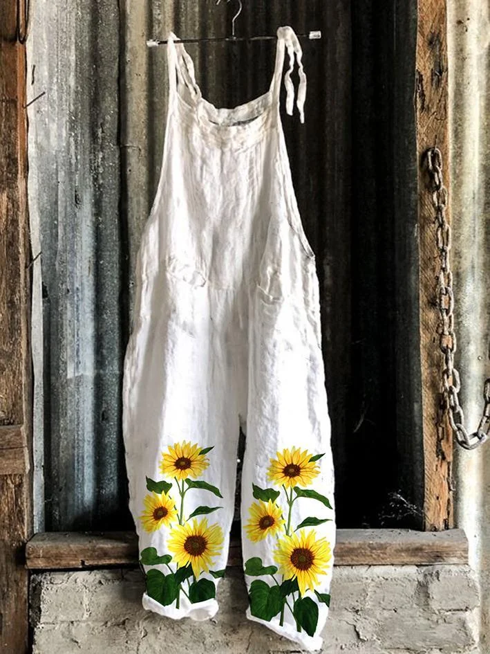Printed casual loose jumpsuit
