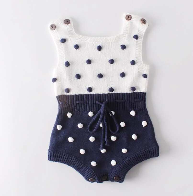 Knitted Baby Clothes 2021 Newborn Baby Rompers Handmade Pompom Baby Girl Romper 100% Cotton Infant Baby Boys Jumpsuit Overalls
