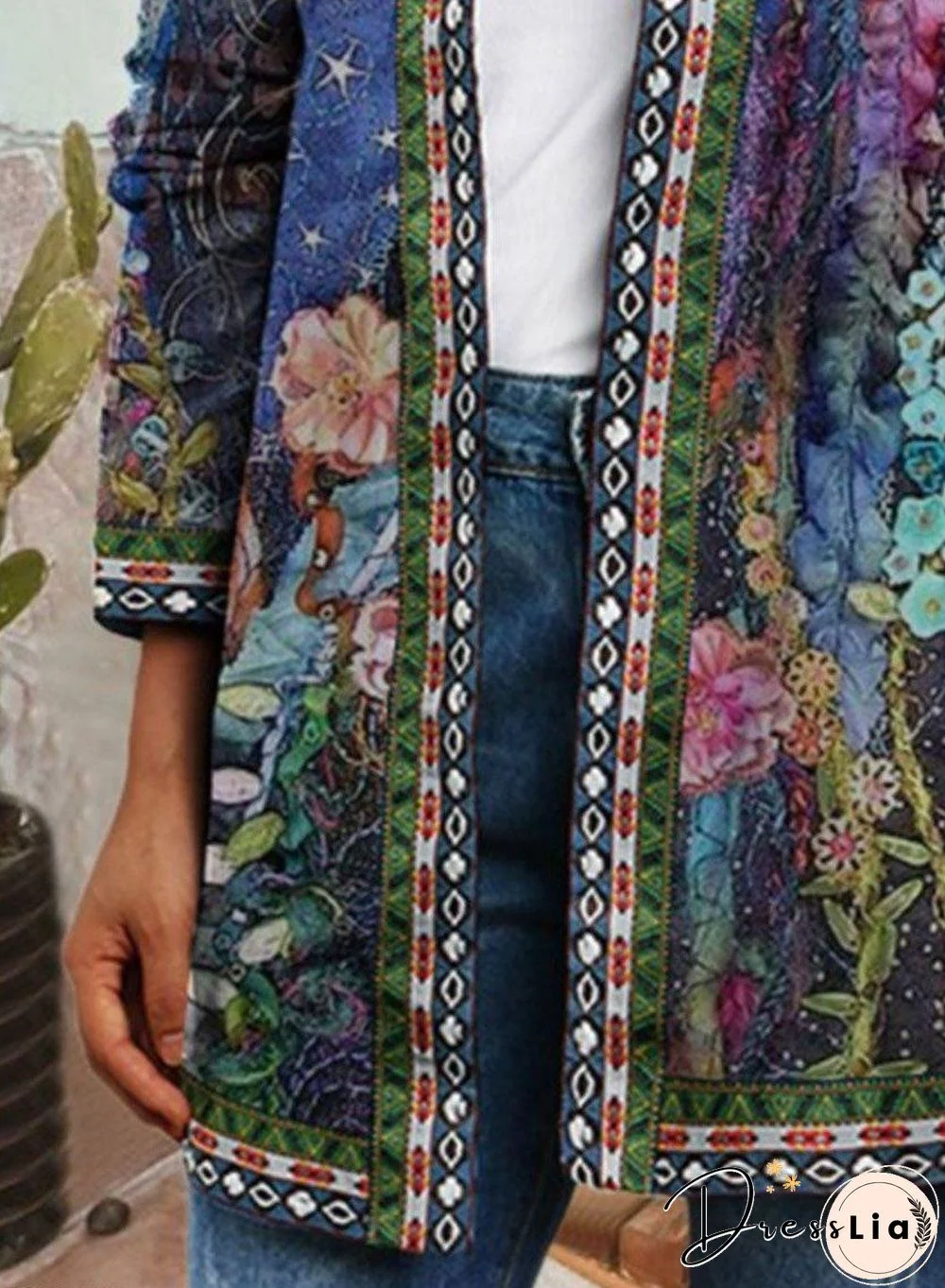 Ladies Retro Print Casual Jacket