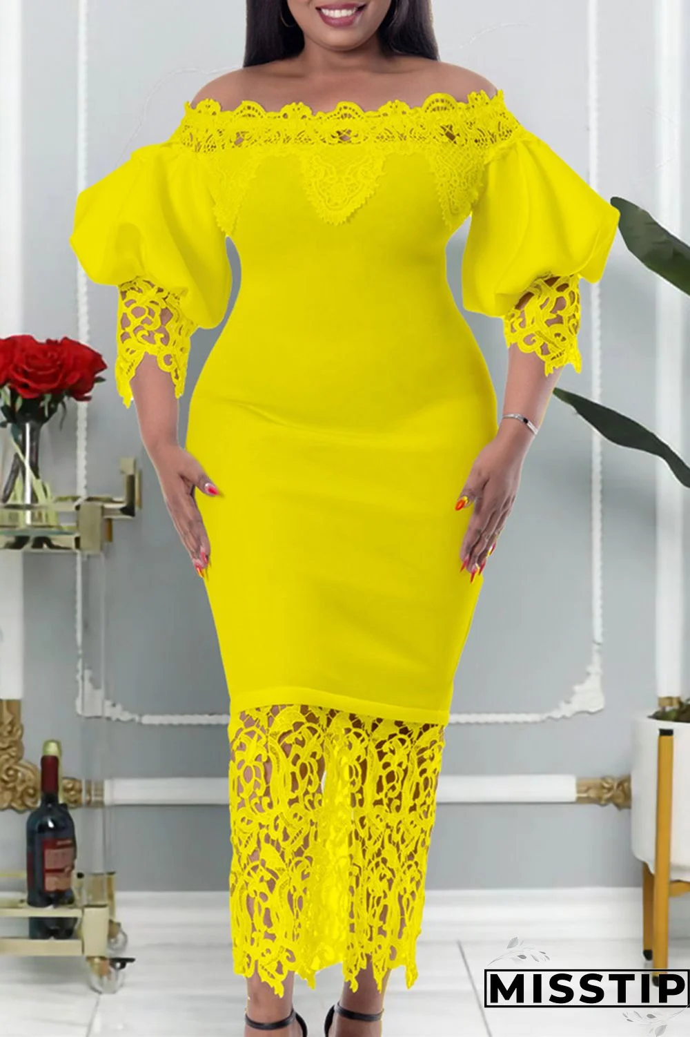 Blue Fashion Casual Solid Patchwork Off the Shoulder Long Dress Dresses