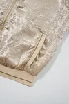 Women's Elegant Shiny Sequins Metallic Metal Color Baseball Jacket Coat