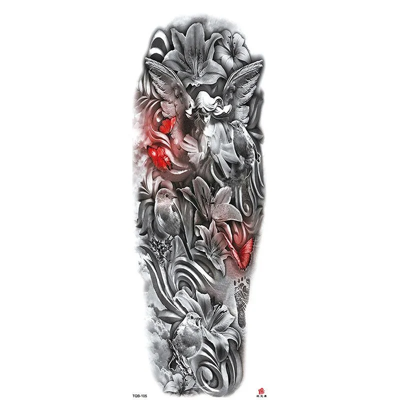 Full Arm Temporary Tattoos Sleeve for Men Women Realistic Fake Tatoo Warrior Lion Mechanical Skull Wolf Rose Tatto Sticker Totem