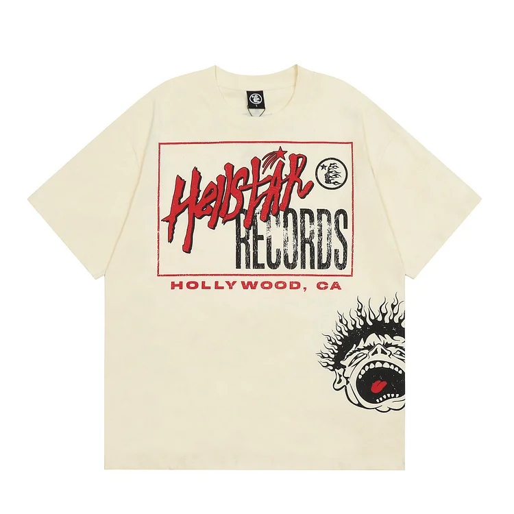 Street Hellstar Studios Records Print Short Sleeve T-Shirt at Hiphopee