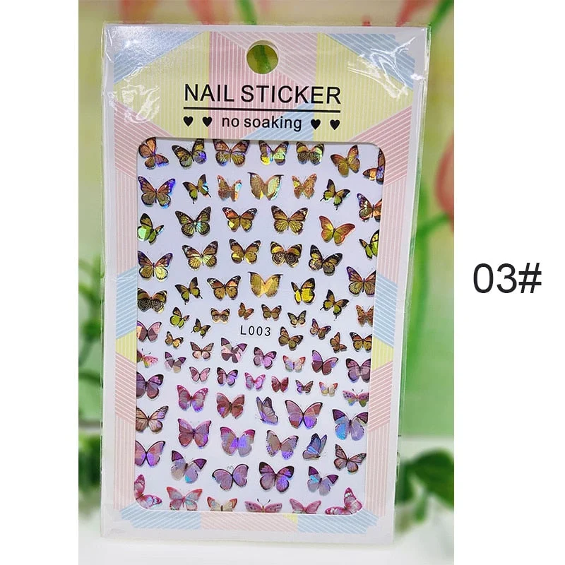1PC 3D Nail Stickers Spring Flowers Leaves Self-Adhesive Slider Nail Art Decorations Leaf Love Heart Decals Manicure Accessories-Nail Inspo