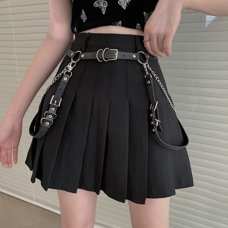 Punk high waist sexy pleated skirt