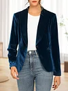 Elegant Women's Blazer - Solid Color, Long Sleeve, Open Front with Single Button - Machine Washable Polyester & Elastane Blend for Fall/Winter