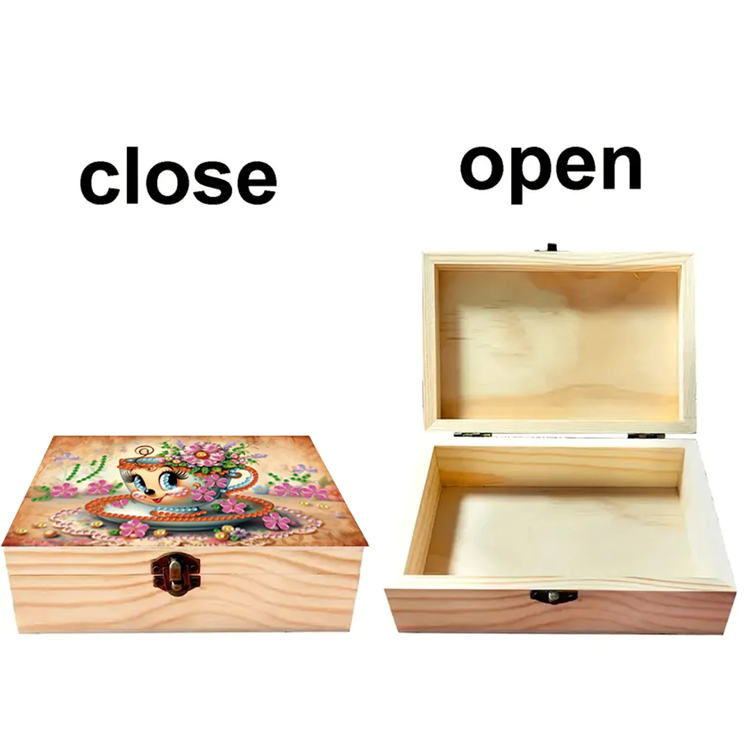 1Pc DIY Diamond Painting Wooden Storage Box Jewelry Box Kits (MZH031)