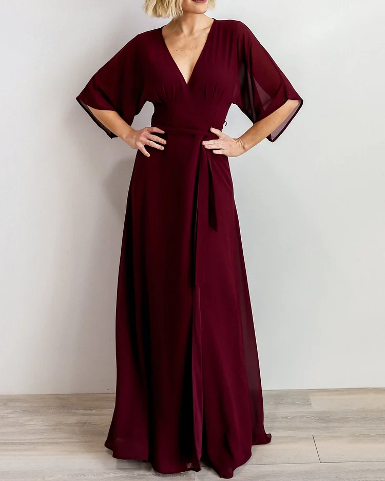 Elegant chiffon tie Maxi Dress